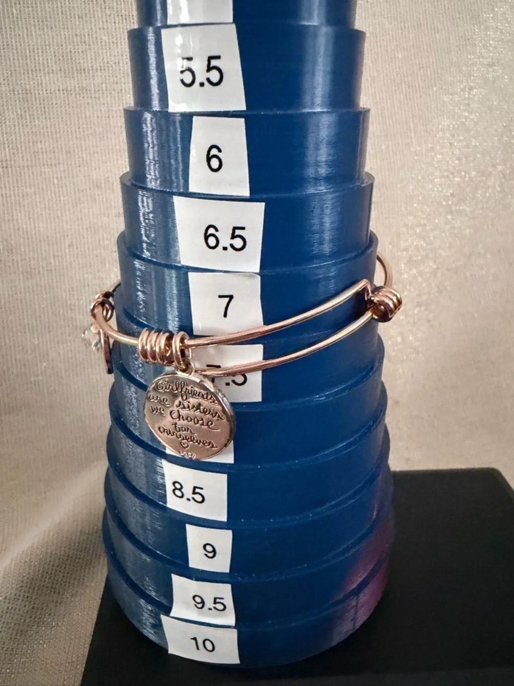 Rose Gold Charm Bangle Bracelet with Inspirational Disc